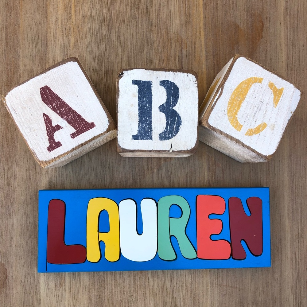 Wooden Preschool Name Block Puzzle